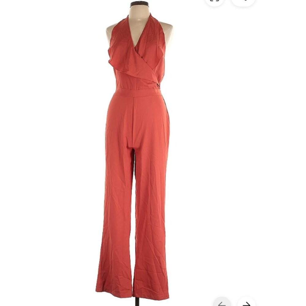 NWT - DAVI & DANI Jumpsuit - Rust Red Orange - Sleeveless, Ruffle, Flared Leg
